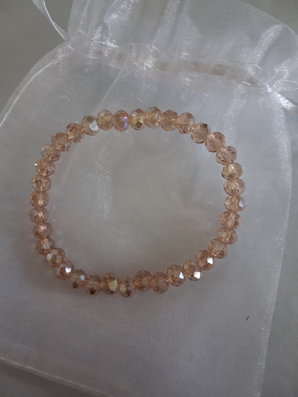 Peach Crystal Stretch Bracelet - Sparkling Bead Bracelet Glass Beads